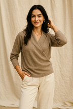 Natalie | Women’s Winter Wrap V Neck Knit Sweater