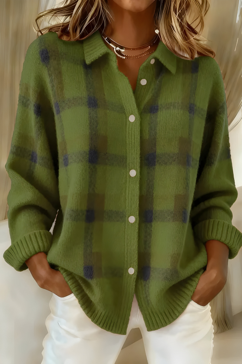 Tessa – Checked Knit Cardigan