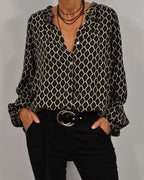 Elvira™ | Geometric Women V-Neck Blouse