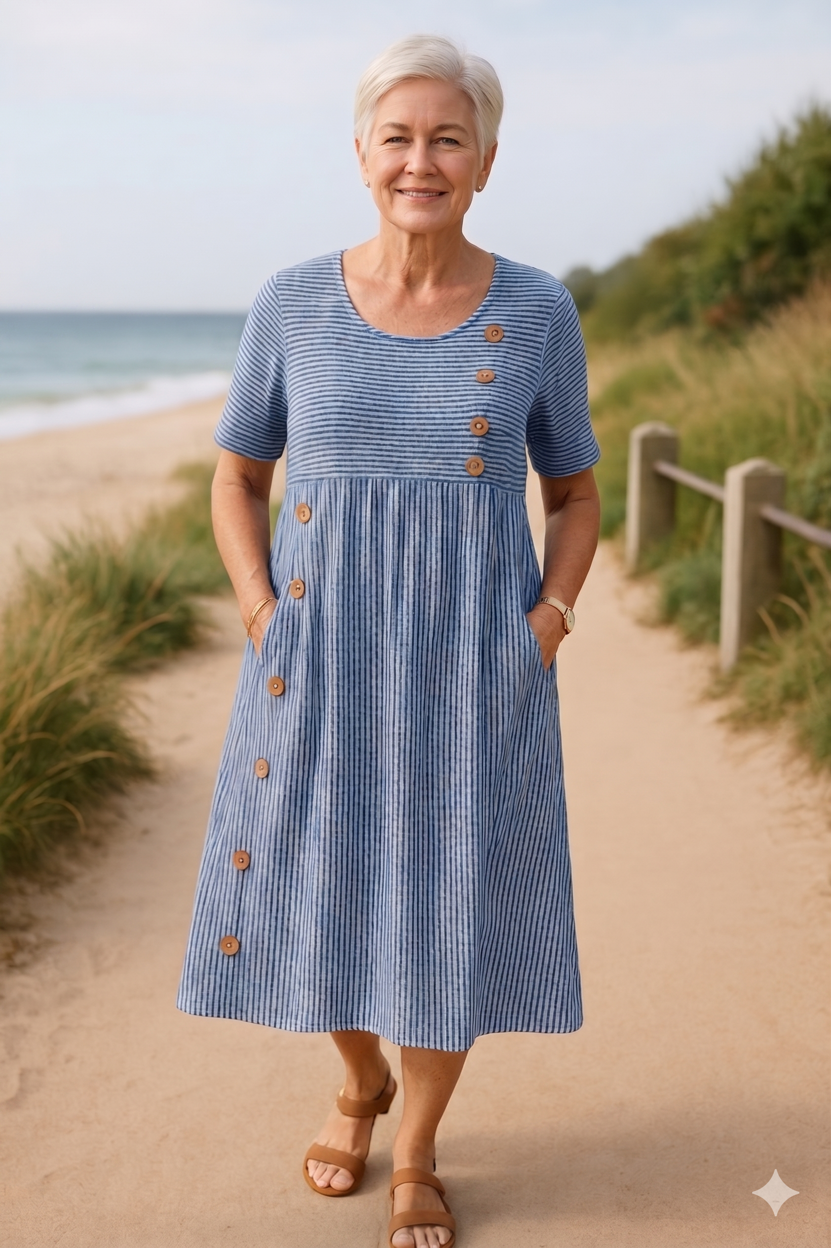 Brienne | Striped Midi Dress – Effortless Comfort, Everyday Confidence