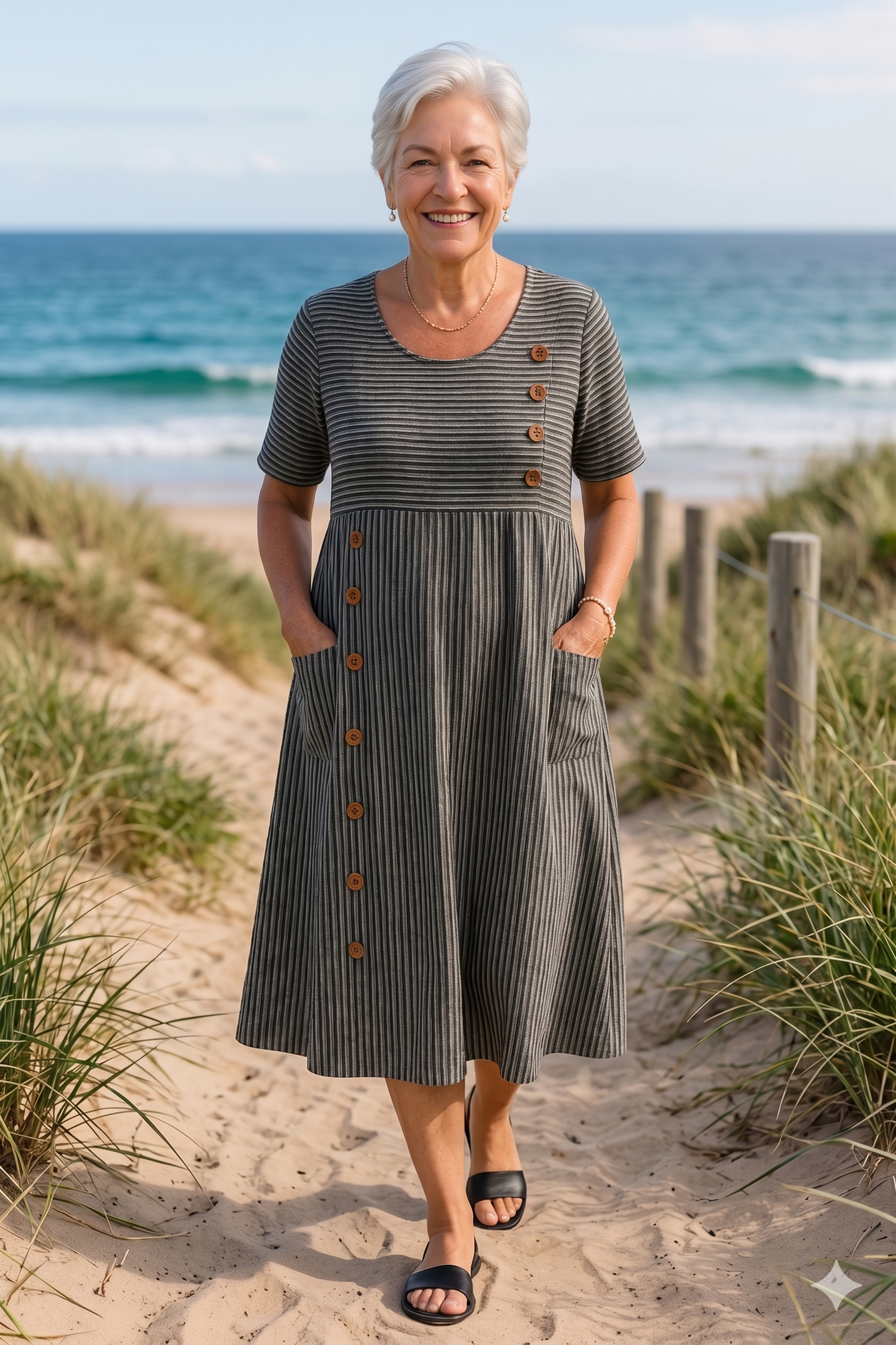Brienne | Striped Midi Dress – Effortless Comfort, Everyday Confidence