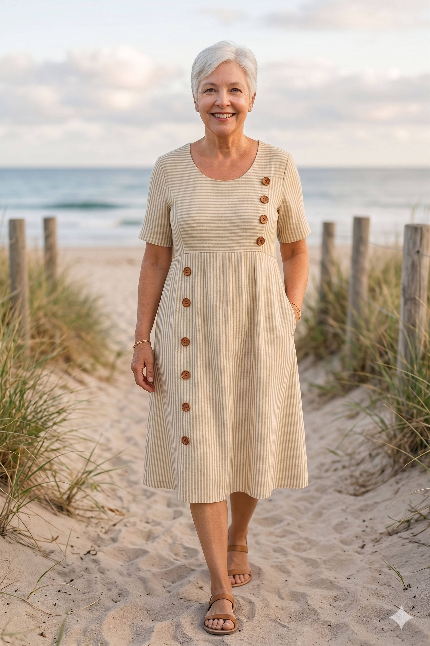 Brienne | Striped Midi Dress – Effortless Comfort, Everyday Confidence