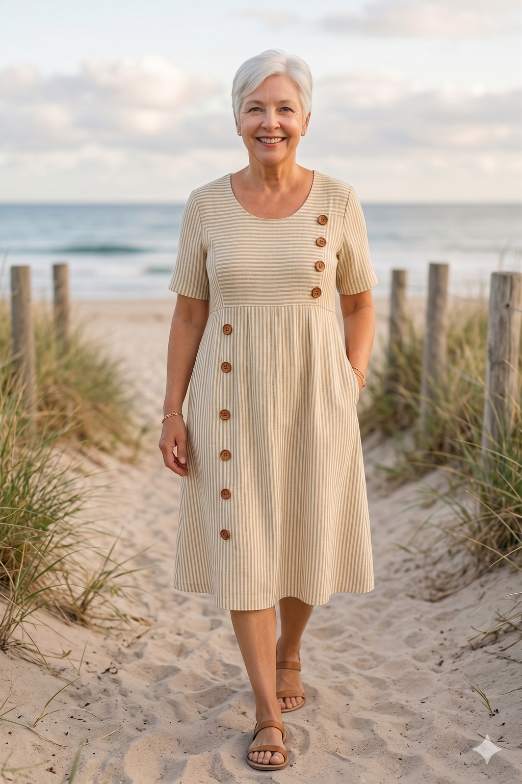Brienne | Striped Midi Dress – Effortless Comfort, Everyday Confidence