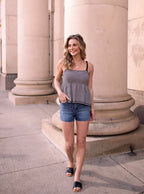 Black Striped Babydoll Cami Tank Top