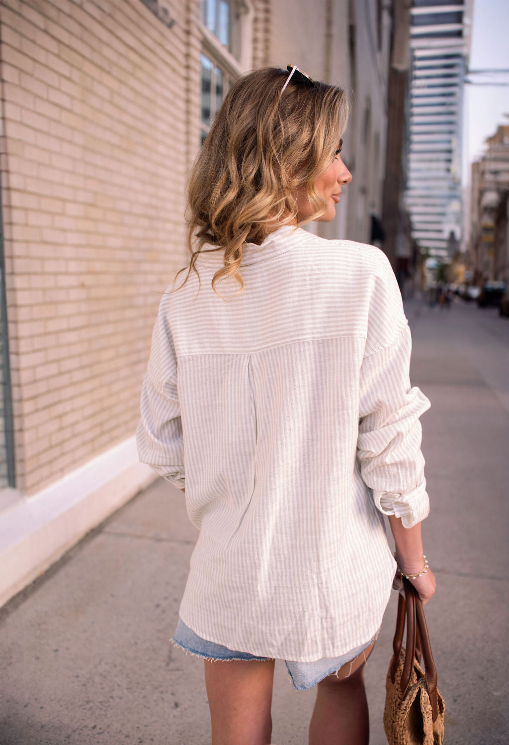 Thread and Supply Edison Sage Striped Shirt