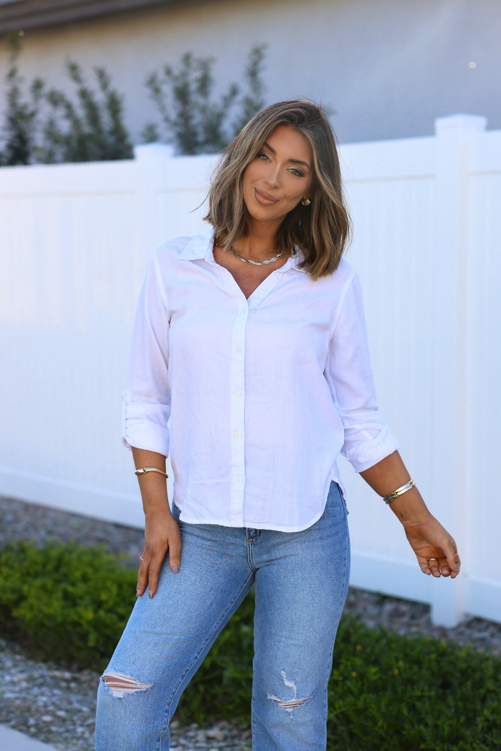 Thread and Supply White Button Down Presley Top - FINAL SALE