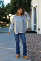 Grey Contrast Detail Pullover Sweater - FINAL SALE