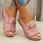 Romy | Gold-Link Slide Sandals