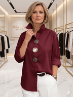 Rosalind | Statement Button Stand Collar Blouse