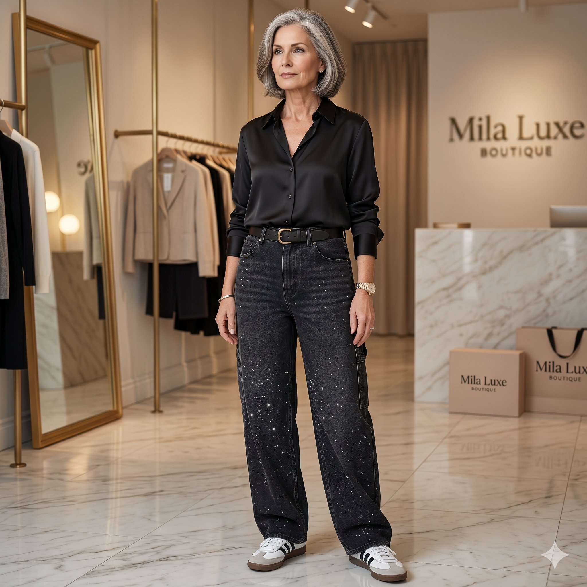 Victoria - High-Waist Glitter Jeans