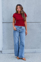Amara Burgundy High Neck Lace Top - FINAL SALE