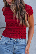 Amara Burgundy High Neck Lace Top - FINAL SALE