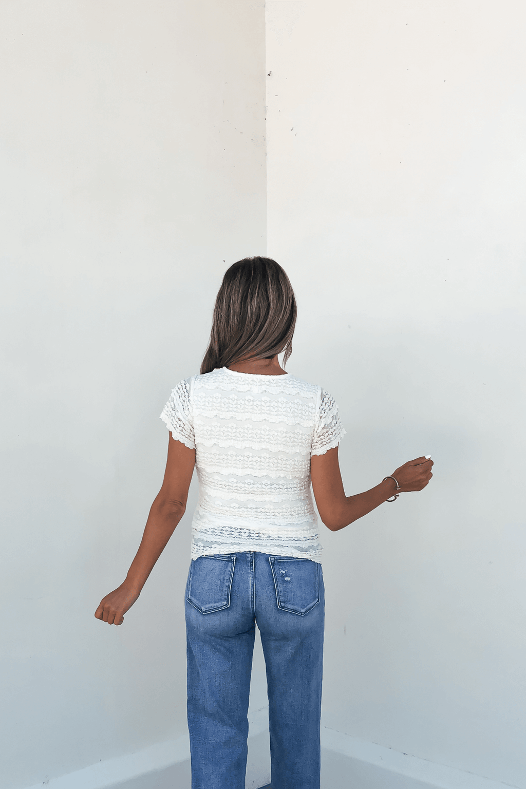Amara Cream High Neck Lace Top - FINAL SALE