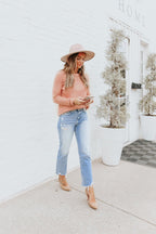 Autumn Glow Brushed Blush Waffle Knit Sweater - FINAL SALE
