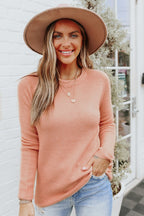 Autumn Glow Brushed Blush Waffle Knit Sweater - FINAL SALE