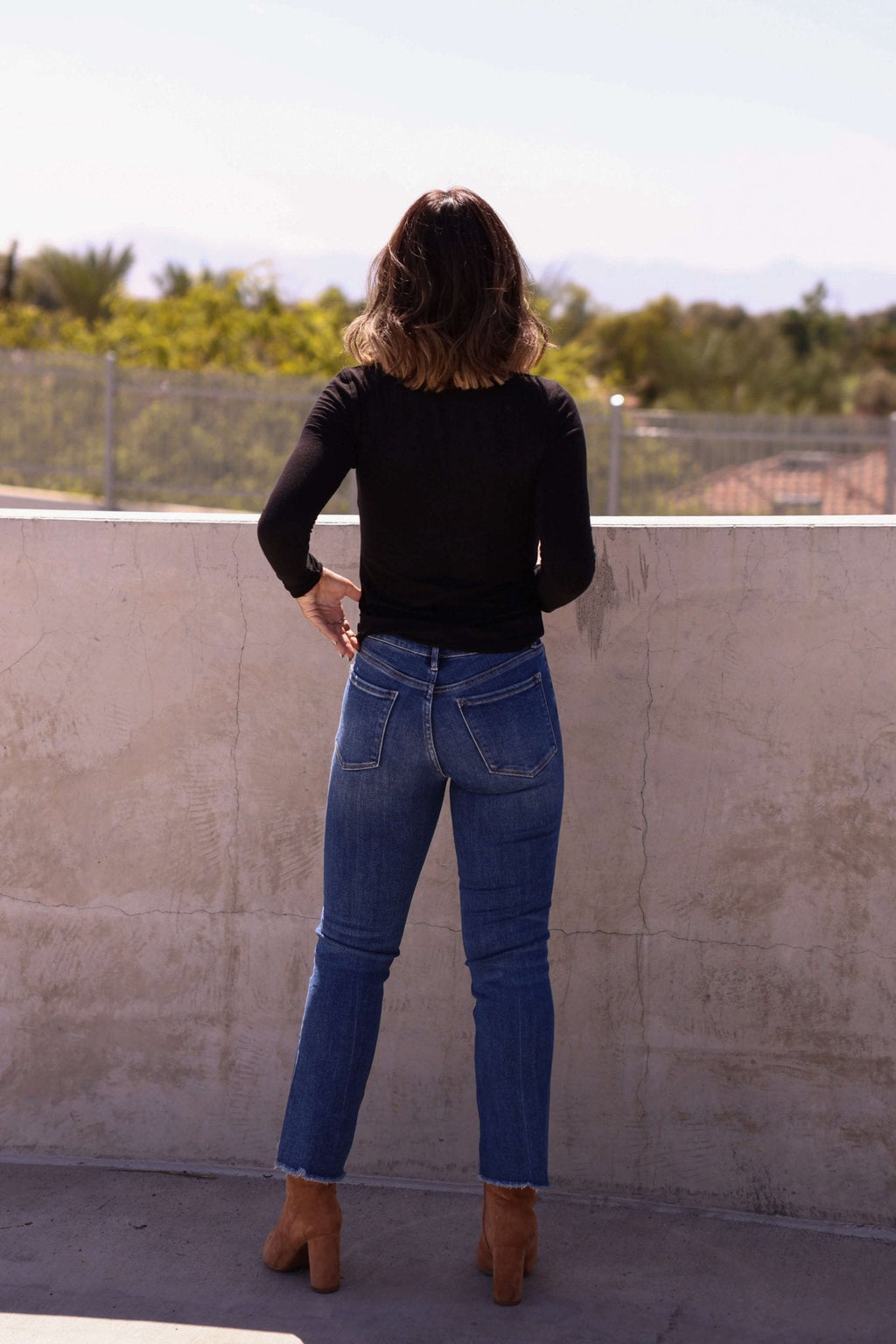 Bayeas Dark Wash Mid Rise Bootcut Jeans - FINAL SALE