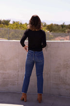 Bayeas Dark Wash Mid Rise Bootcut Jeans - FINAL SALE