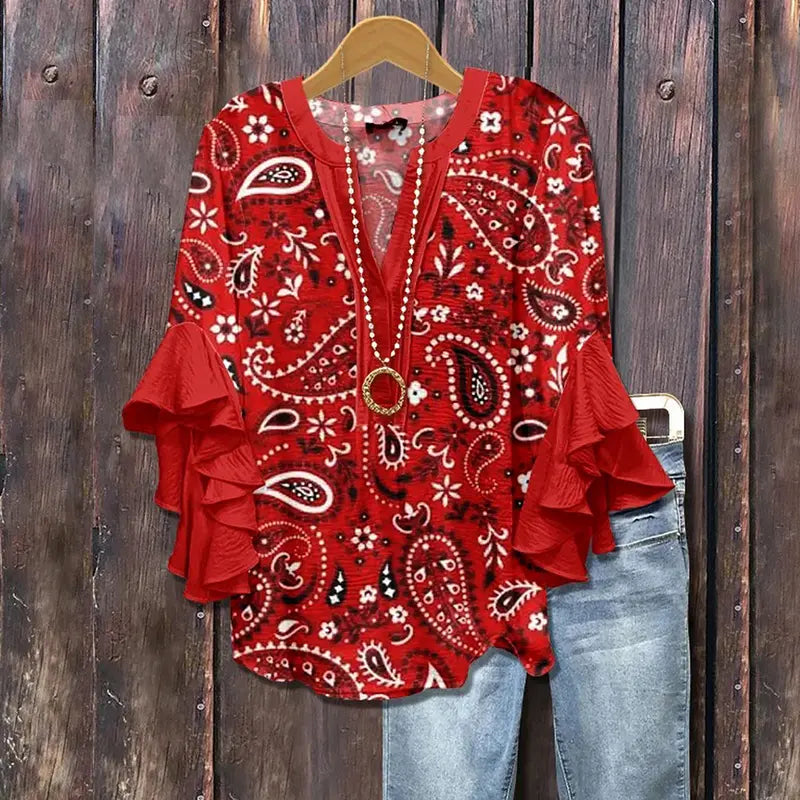 ADELAIDE™ - Vintage Mixed Motif Retro Blouse