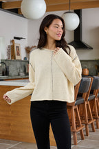 Beige Contrast Stitch Detail Sweater - FINAL SALE