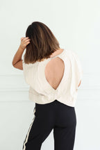 Beige Cotton Slub Open Back Top - FINAL SALE