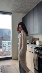 Beige Ribbed Open Front Duster Cardigan - FINAL SALE