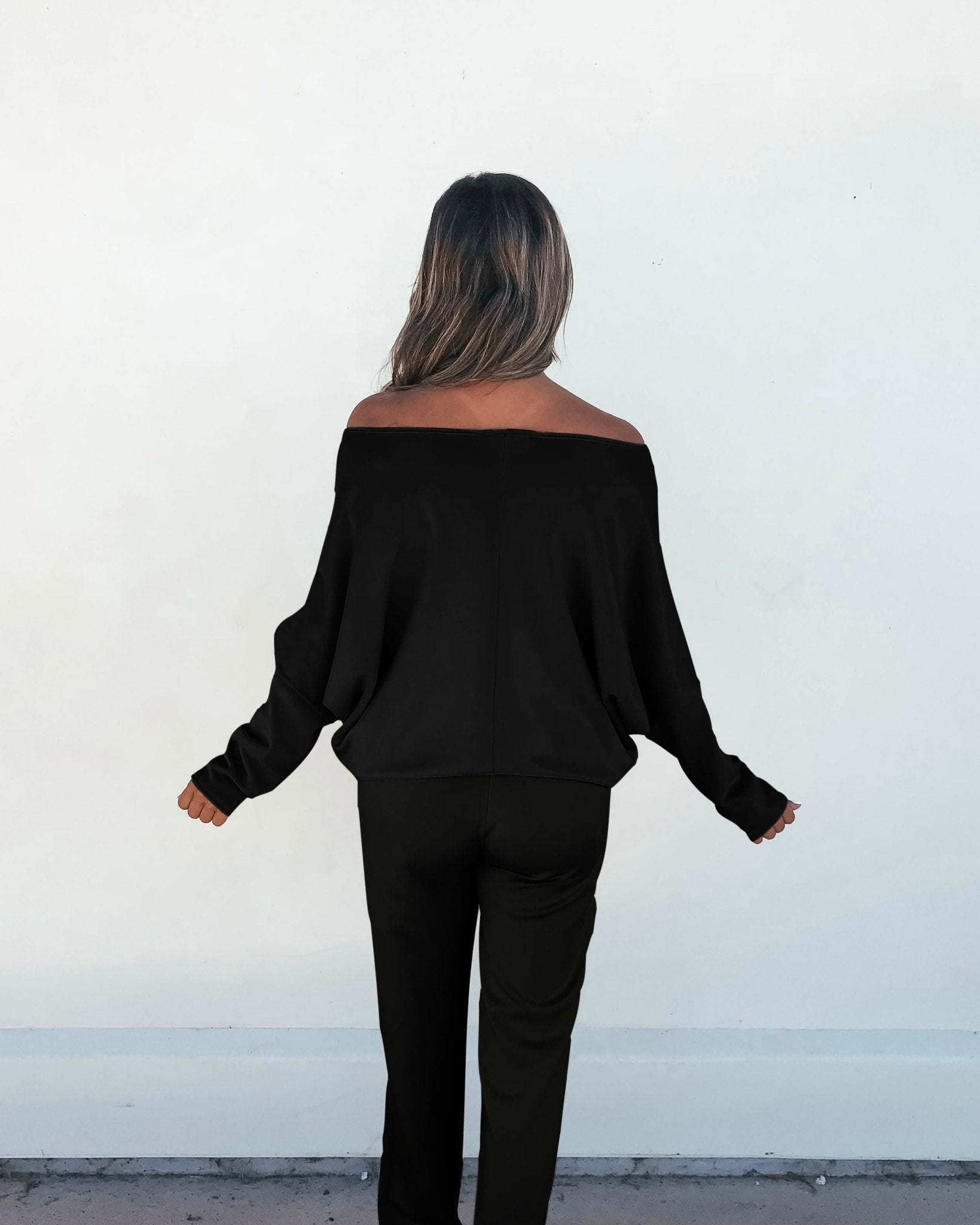 Black Off The Shoulder Scuba Top - FINAL SALE