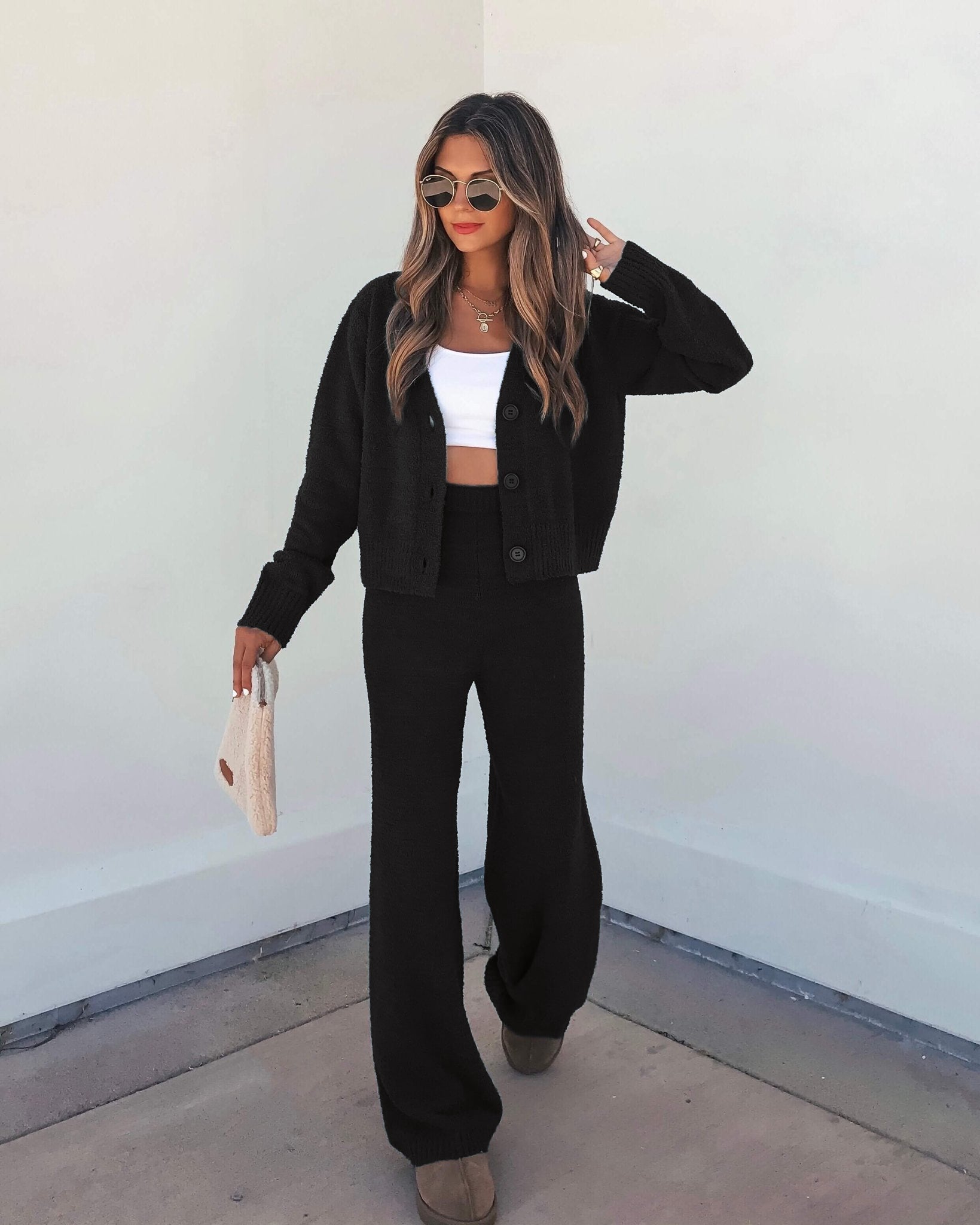 Black Sherpa Lounge Set - FINAL SALE