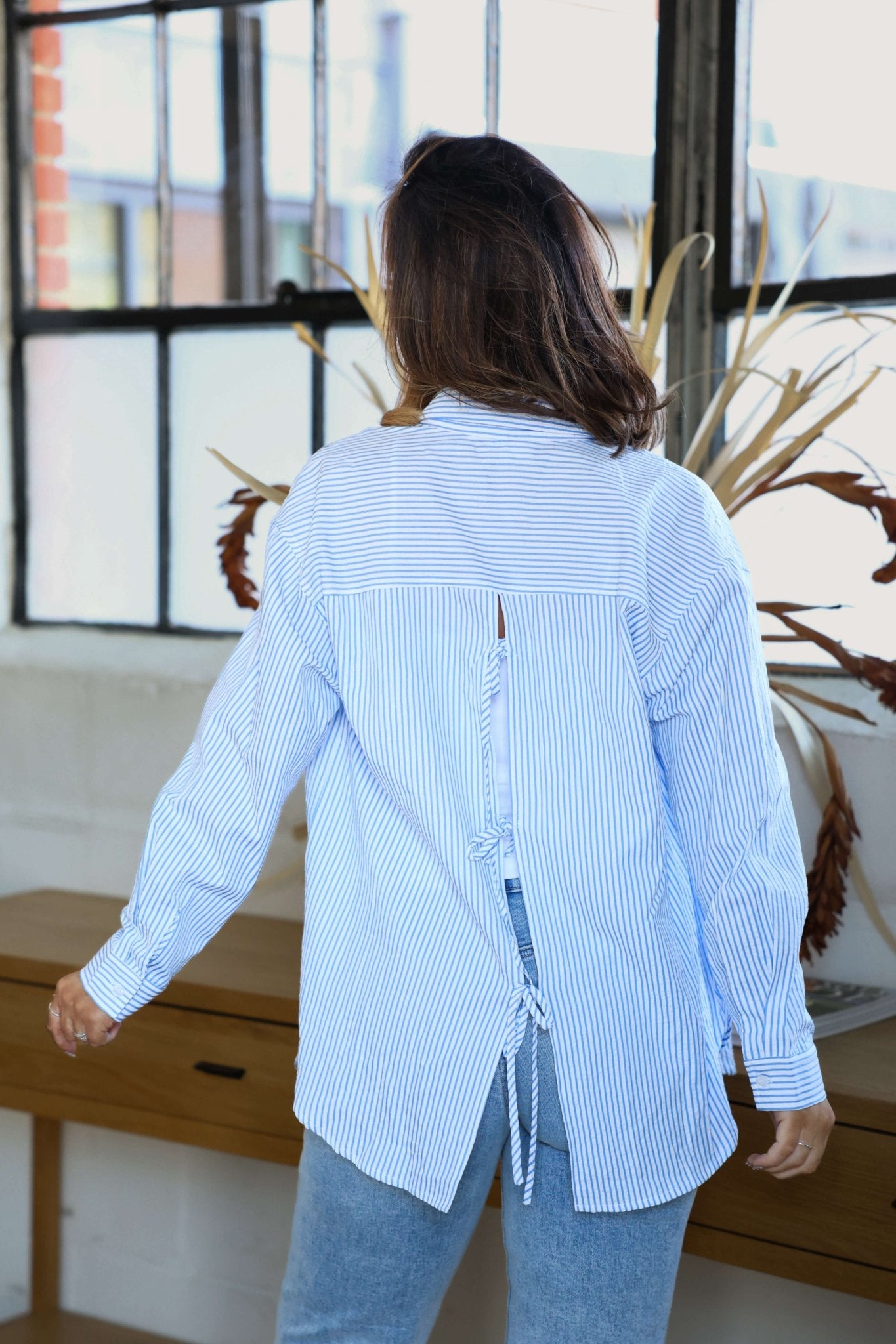 Blue and White Striped Tie Top - FINAL SALE
