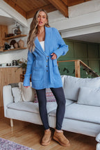 Blue Button Down Belted Cardigan - FINAL SALE