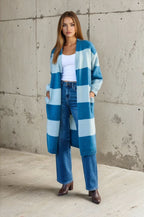 Blue Striped Open Front Duster Cardigan - FINAL SALE