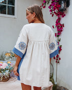 Bluebelle Denim Embroidered Mini Dress