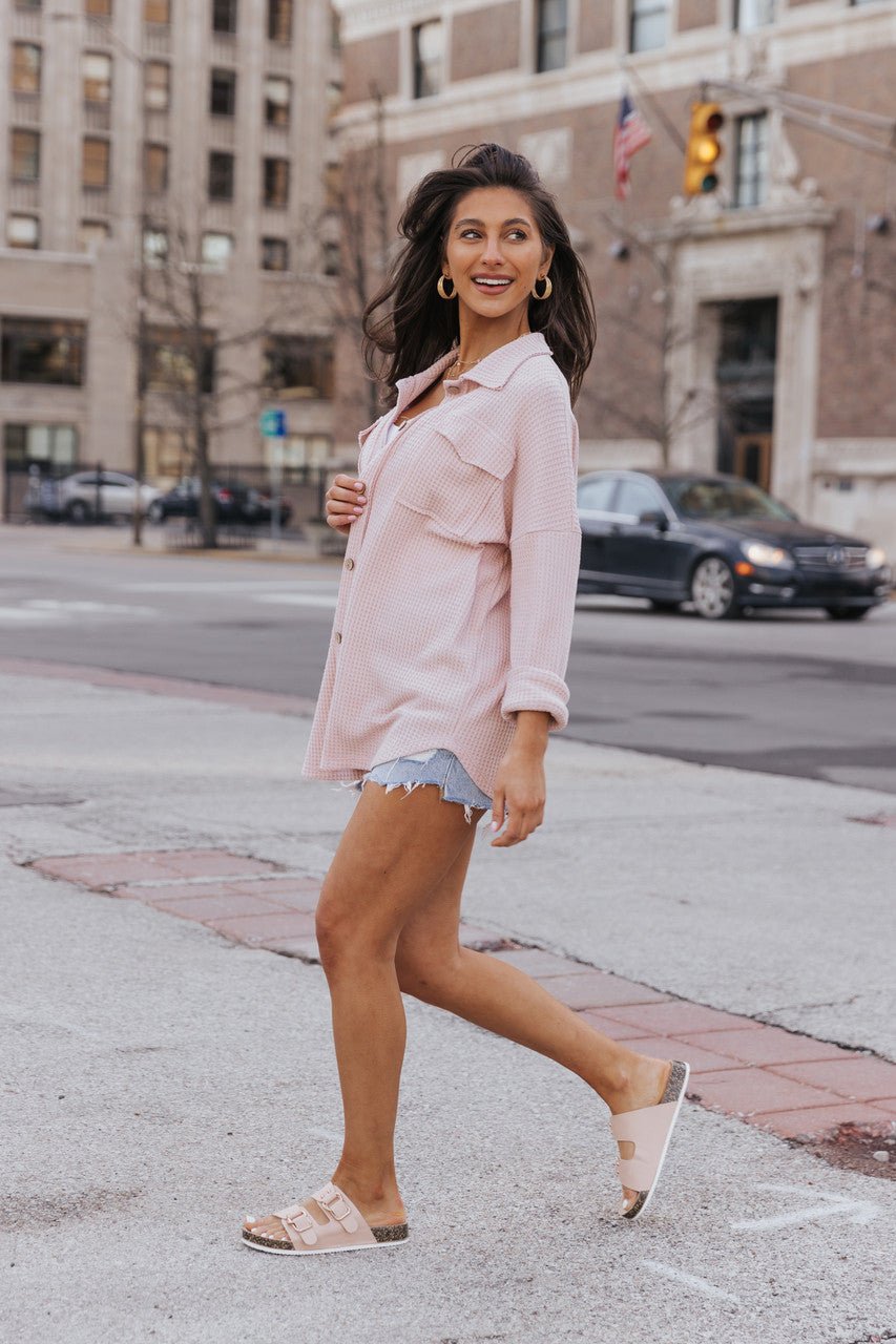 Blush Waffle Knit Shacket - FINAL SALE