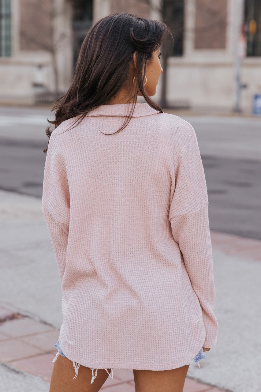 Blush Waffle Knit Shacket - FINAL SALE