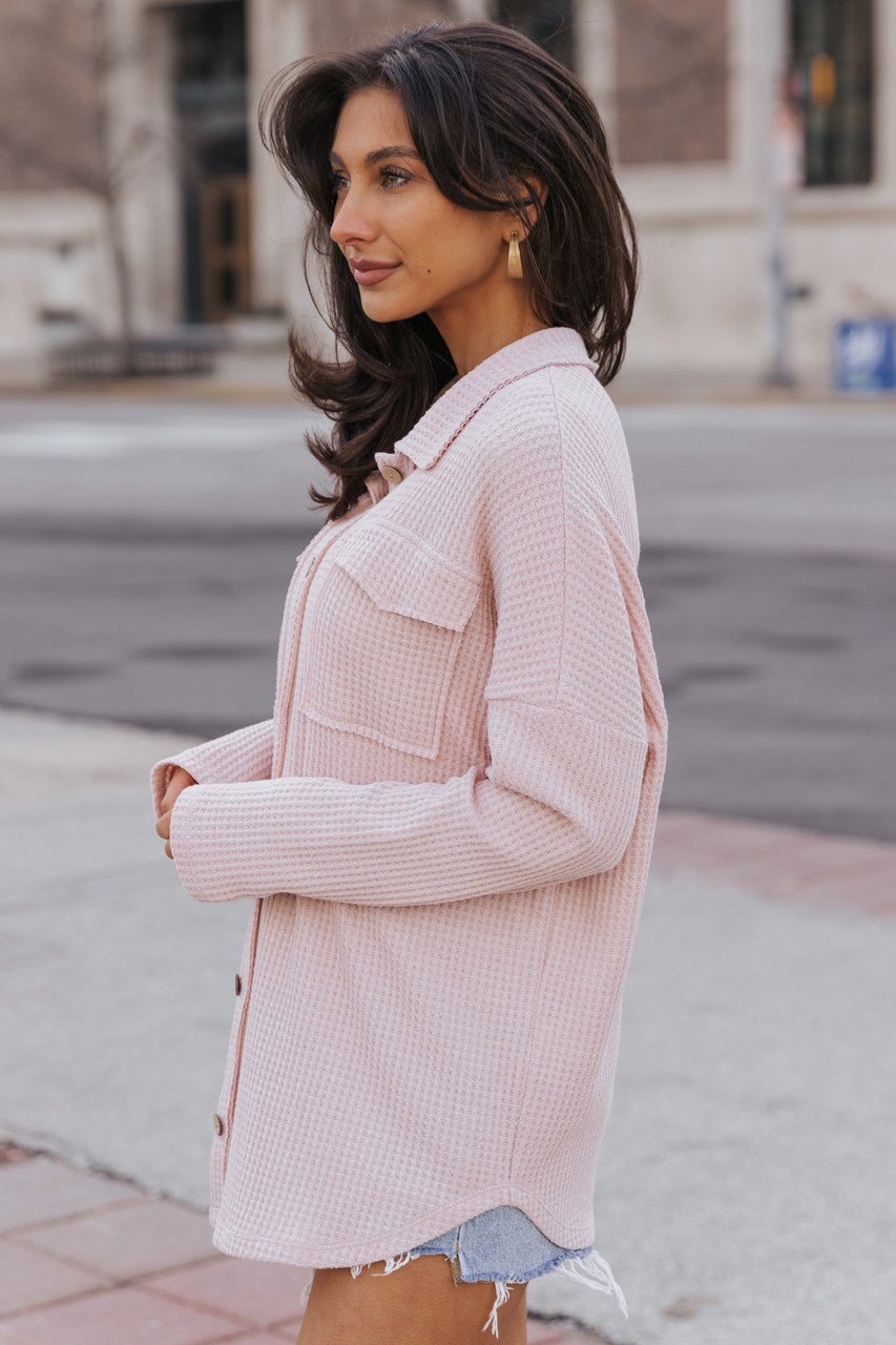 Blush Waffle Knit Shacket - FINAL SALE