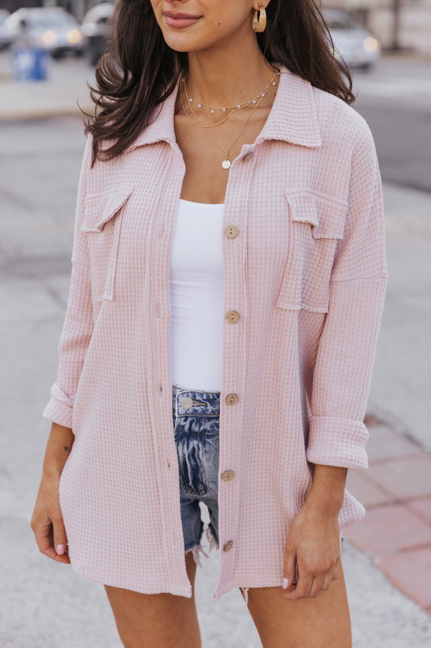 Blush Waffle Knit Shacket - FINAL SALE
