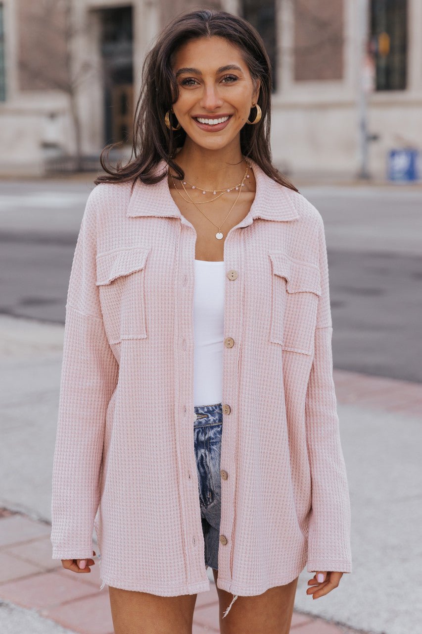 Blush Waffle Knit Shacket - FINAL SALE
