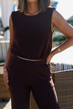 Brown Sleeveless Bubble Hem Top - FINAL SALE