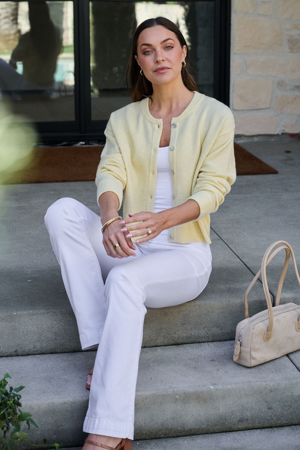Butter Yellow Button Front Cardigan