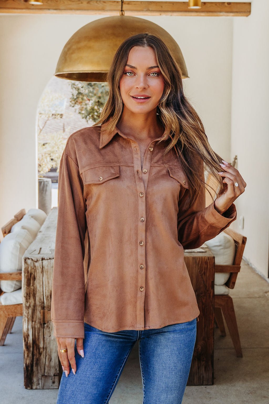 Carmel Brown Faux Suede Shacket - FINAL SALE