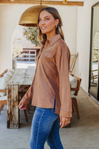 Carmel Brown Faux Suede Shacket - FINAL SALE