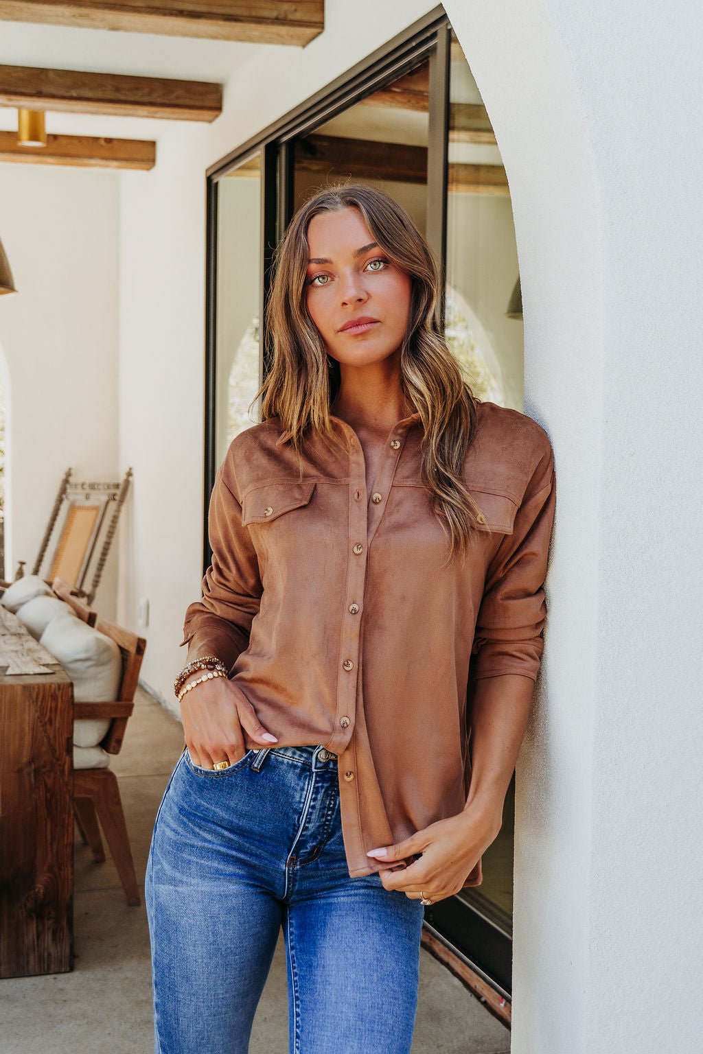 Carmel Brown Faux Suede Shacket - FINAL SALE