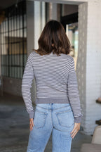 Chelsea Grey and White Striped Sweater-FINAL SALE