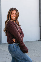 Chunky Brown Button Down Cardigan-FINAL SALE