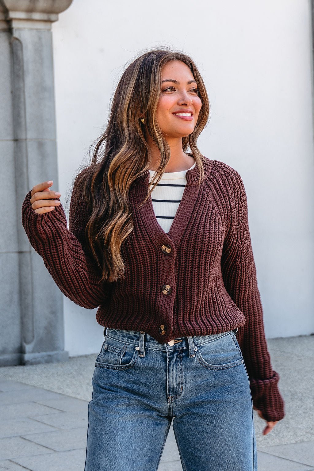 Chunky Brown Button Down Cardigan-FINAL SALE