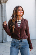 Chunky Brown Button Down Cardigan-FINAL SALE