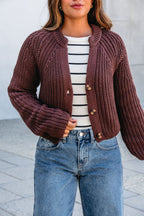 Chunky Brown Button Down Cardigan-FINAL SALE