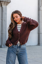 Chunky Brown Button Down Cardigan-FINAL SALE