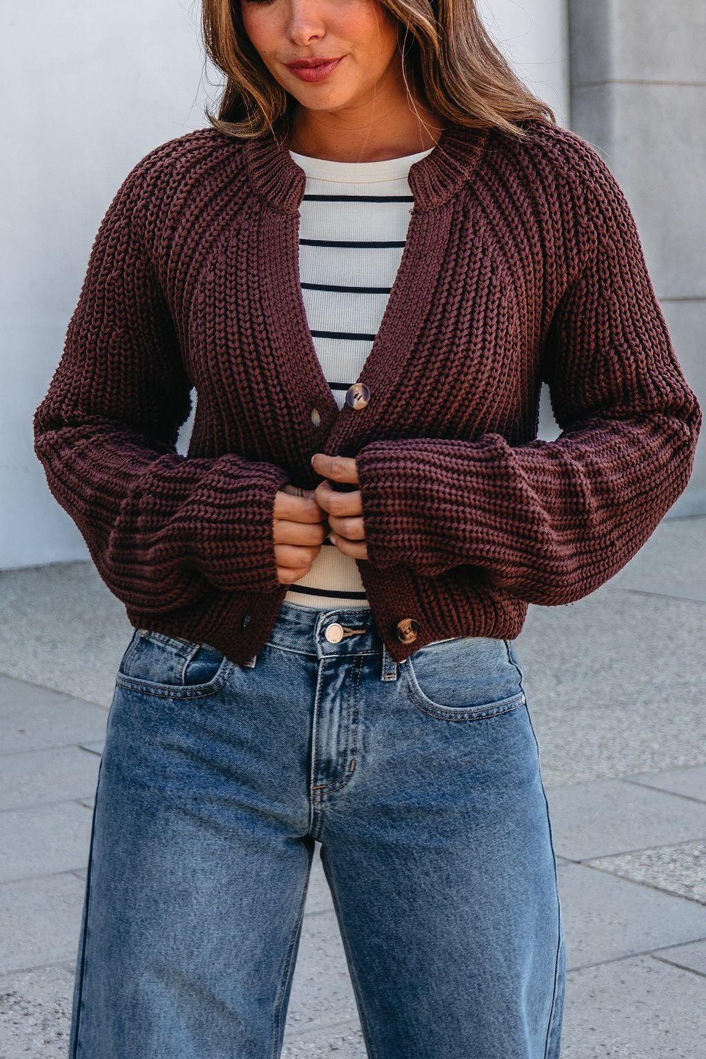 Chunky Brown Button Down Cardigan-FINAL SALE