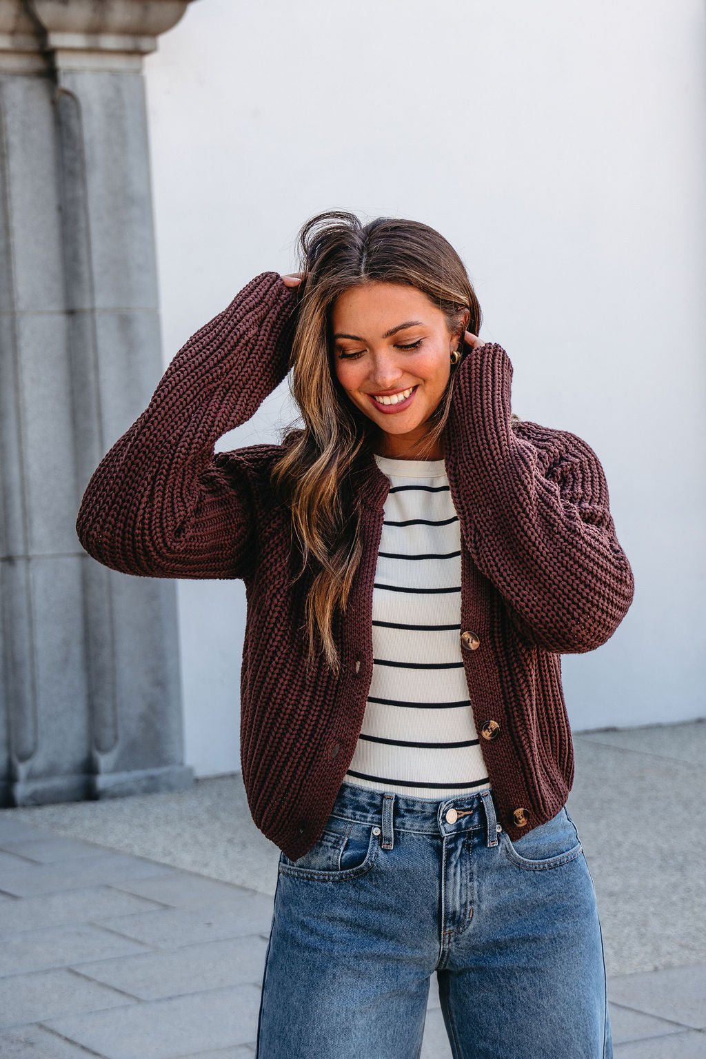 Chunky Brown Button Down Cardigan-FINAL SALE