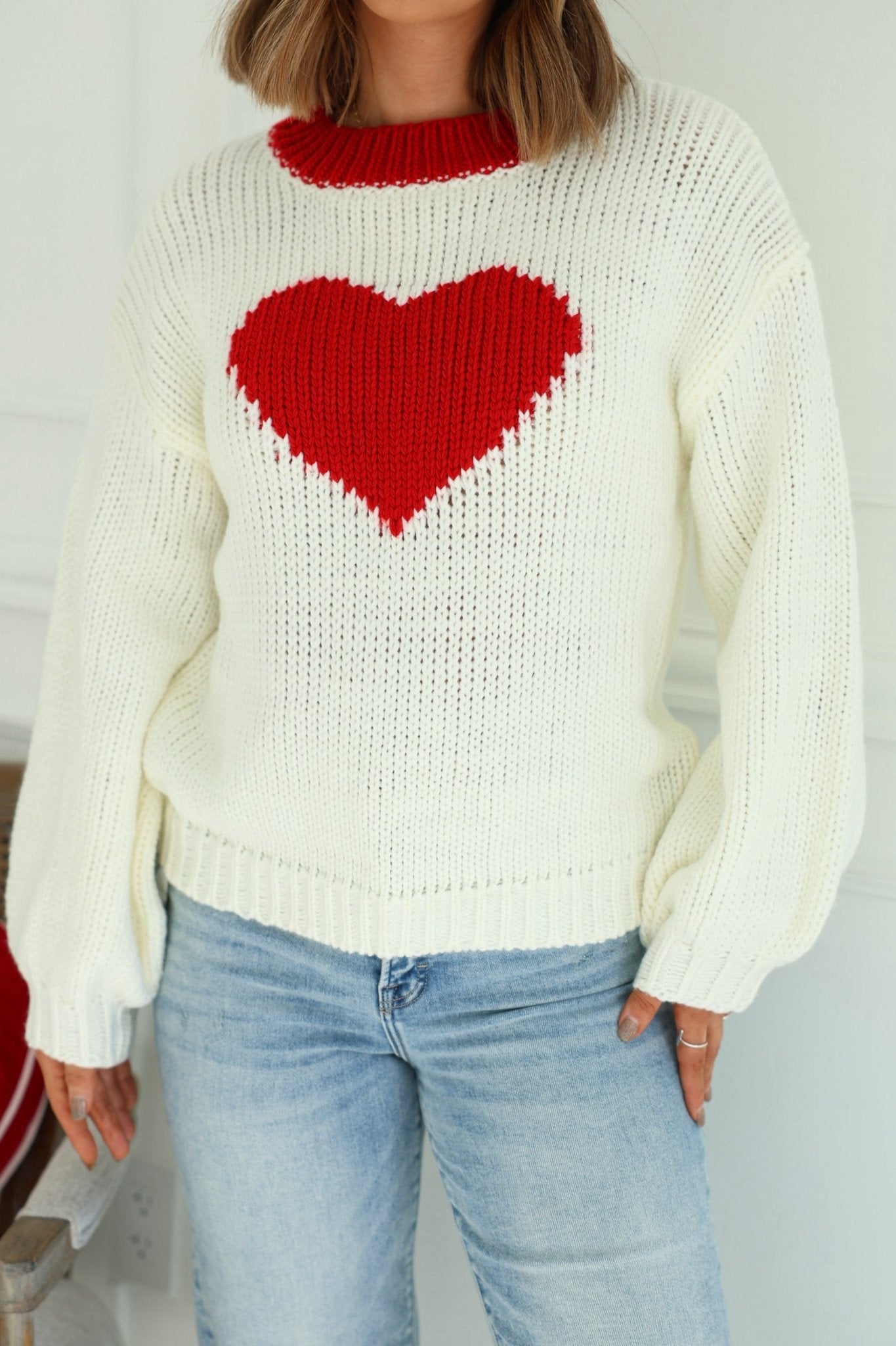 Chunky Cream Heart Shape Sweater - FINAL SALE